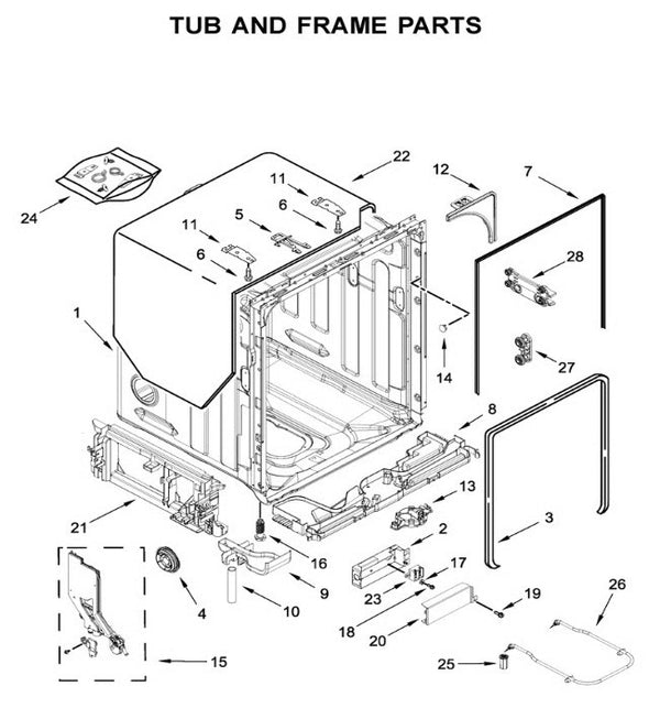 Kitchenaid Dishwasher Heater Elements W11047695 (OEM) Dishwasher Kitchenaid